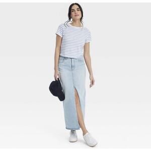 Universal Thread Ultra-High Rise Maxi Jean Skirt size 6 - Light Wash - NEW